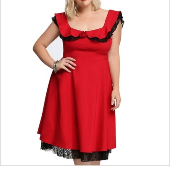 torrid Dresses & Skirts - Torrid cha cha red and black lace salsa dress